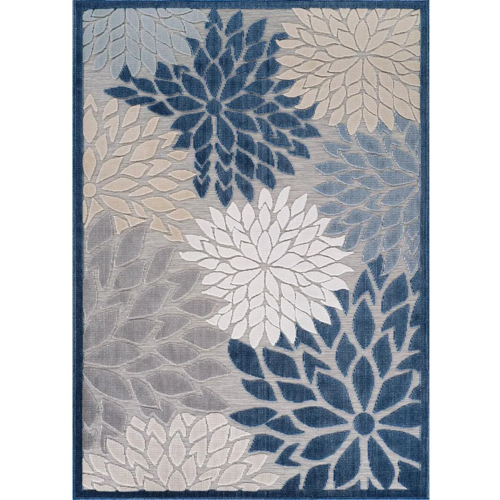 Outdoor Rug 8x10 Modern Floral Tropical Area Rugs for Indoor and Outdoor Patio Easy to Clean Non Shedding Living