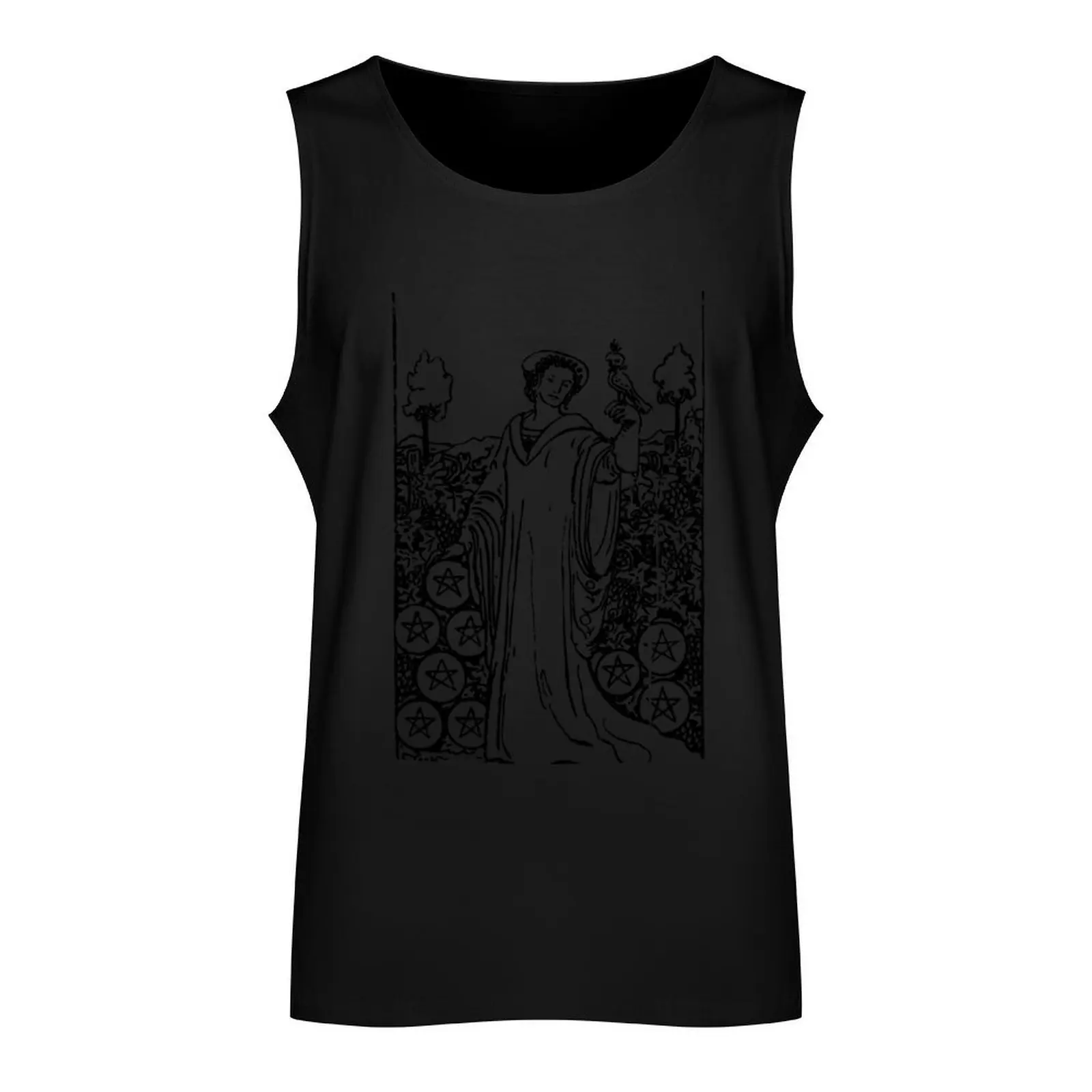 Tarot Card : 9 of Pentacles | Nine of Pentacles | black & white Tank Top Vest male gym training accessories