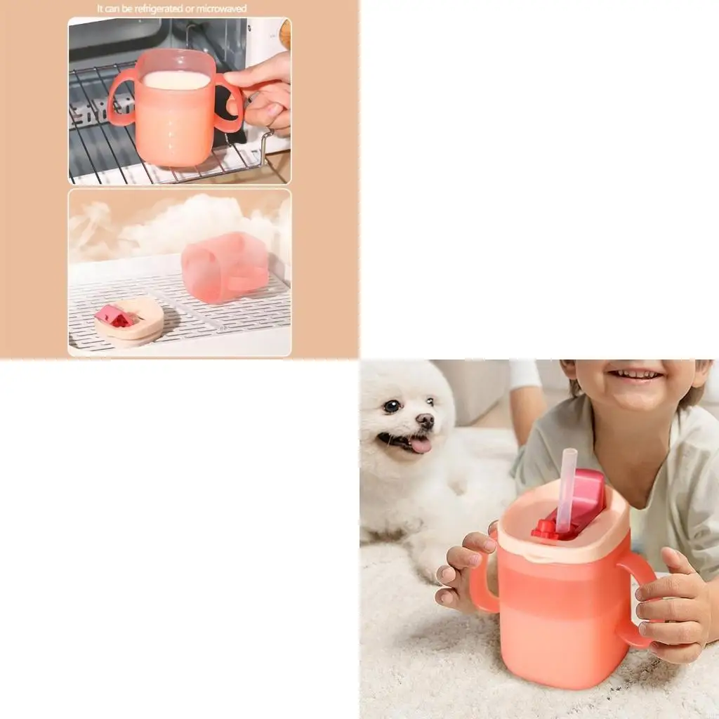 

Friendly Child Milk Cup with Straw & Seal Lid Practical Kids Milk Drinking 425F
