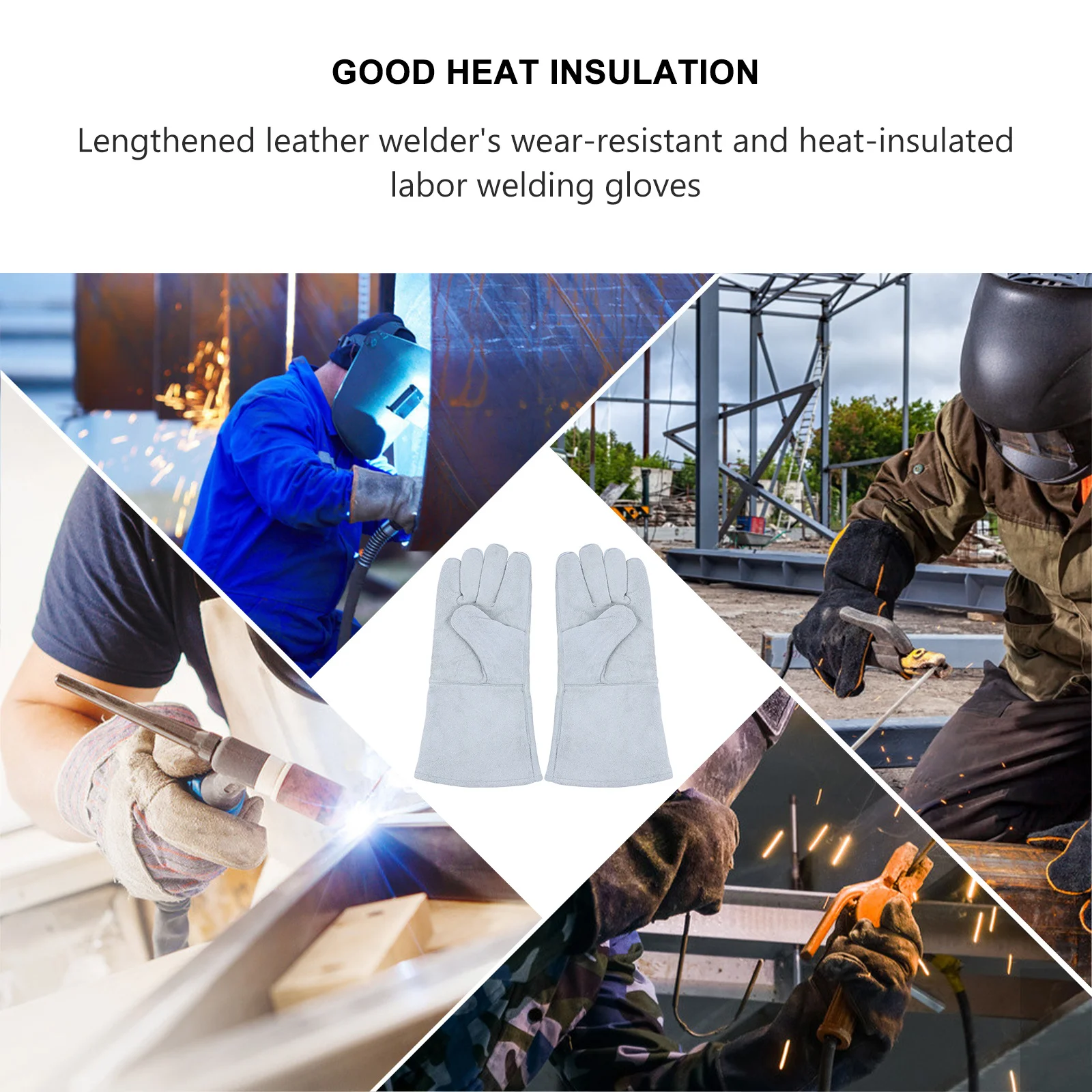 1 زوج قفازات مقاومة للحرارة جلد البقر للجنسين تلاعب الدافئة دائم ماصة للرطوبة قفازات مقاومة للحرارة