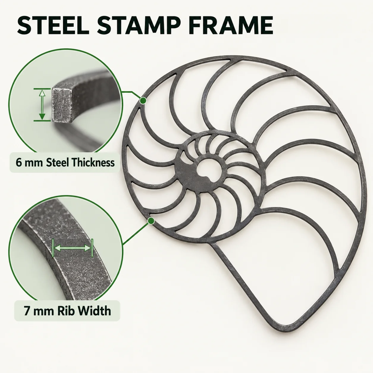 Concrete Molds Nautilus Stamp 40x40cm, Reusable Steel Cement Imprint Mold for Garden Patio