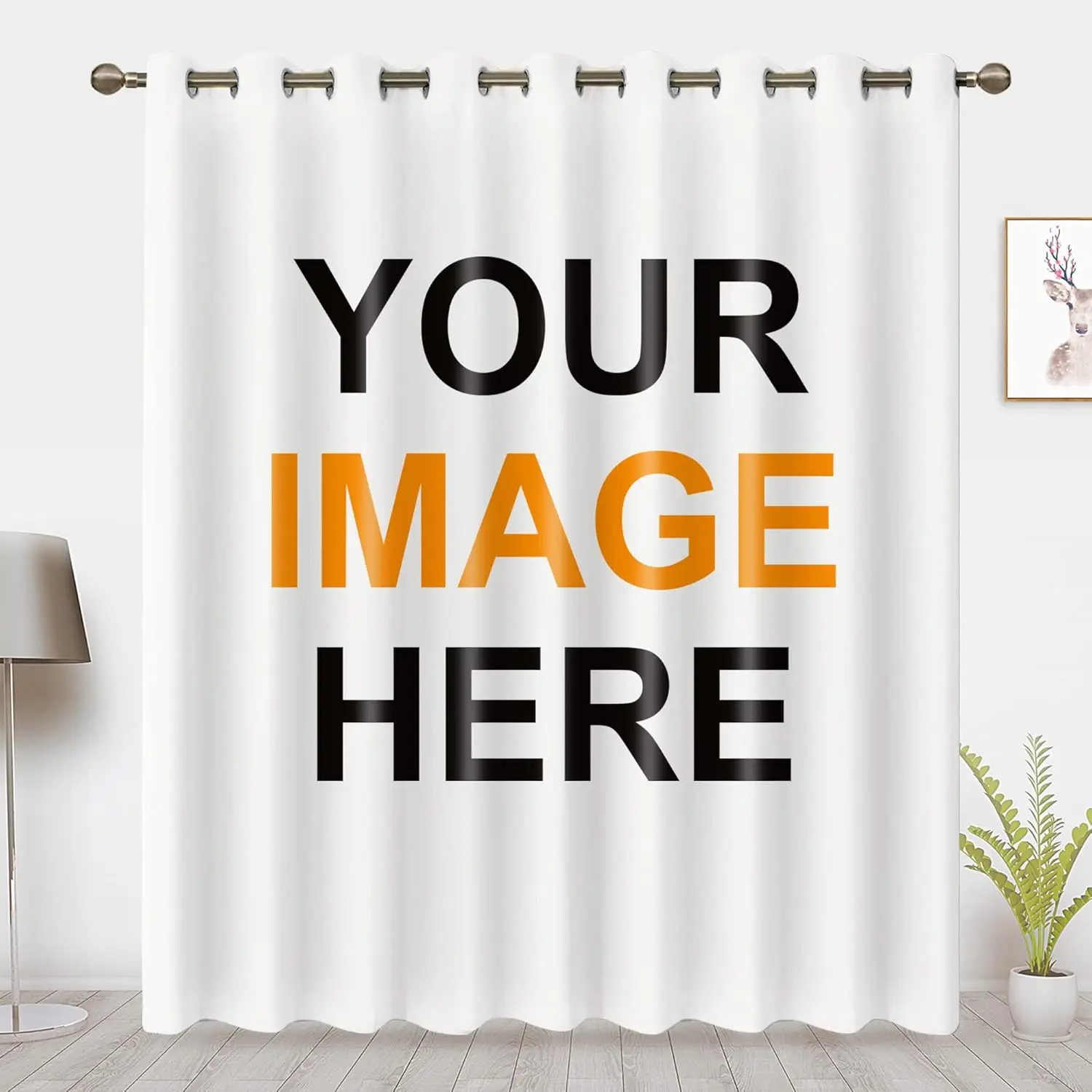 Custom LOGO Photo Brand Thick Window Curtain for Living Room Curtain Room Divider POD Customized Home Decor with Hooks 1 Panel