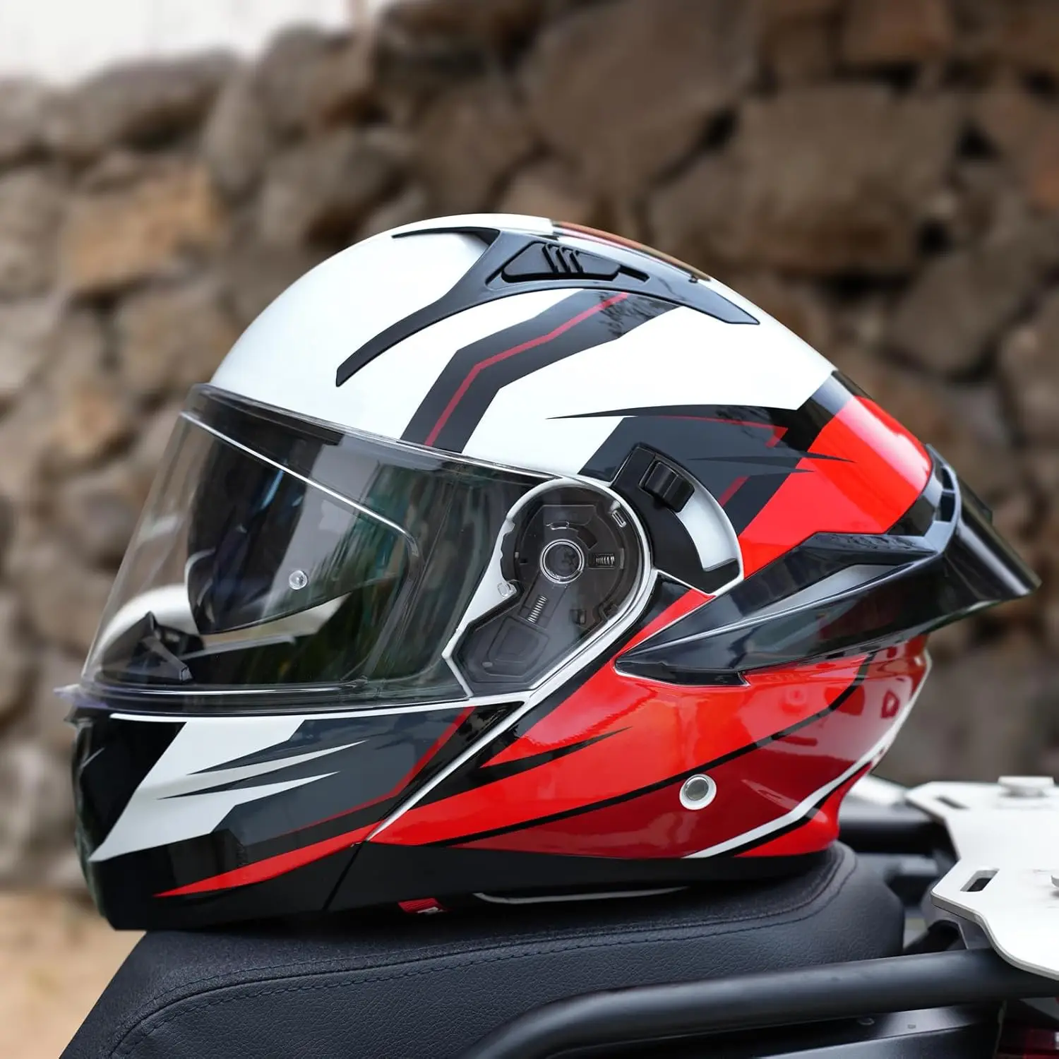 Capacete modular de motocicleta com viseira dupla, capacetes faciais inteiros SJ-809 aprovados pela DOT para adultos, homens e mulheres (velocidade brilhante L)