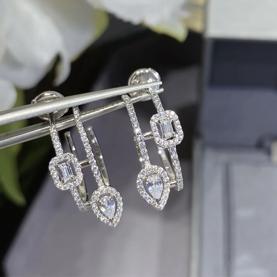 

Серьги-подвески из серебра 925 пробы с бриллиантами, 18 К