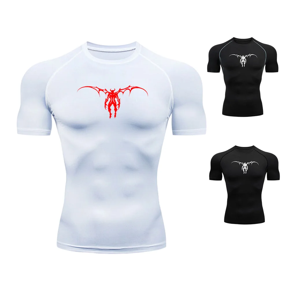 Summer Men's T-Shirt Short Sleeve Compression Shirt Quick Dry Breathable Fitness Top Sports Gym Training Tee