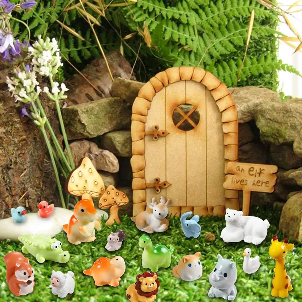 36pcs Mini Resin Animal 36 Styles Tiny Resin Animals Miniature Small Animal Figures for Micro Fairy Garden Landscape Accessories