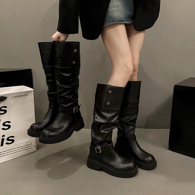 Women's Boots Autumn Winter Footwear Boots-Women Shoes 2024 Lolita Black Ladies Retro Black Boots Female Shoes Winter Footwear B image 2