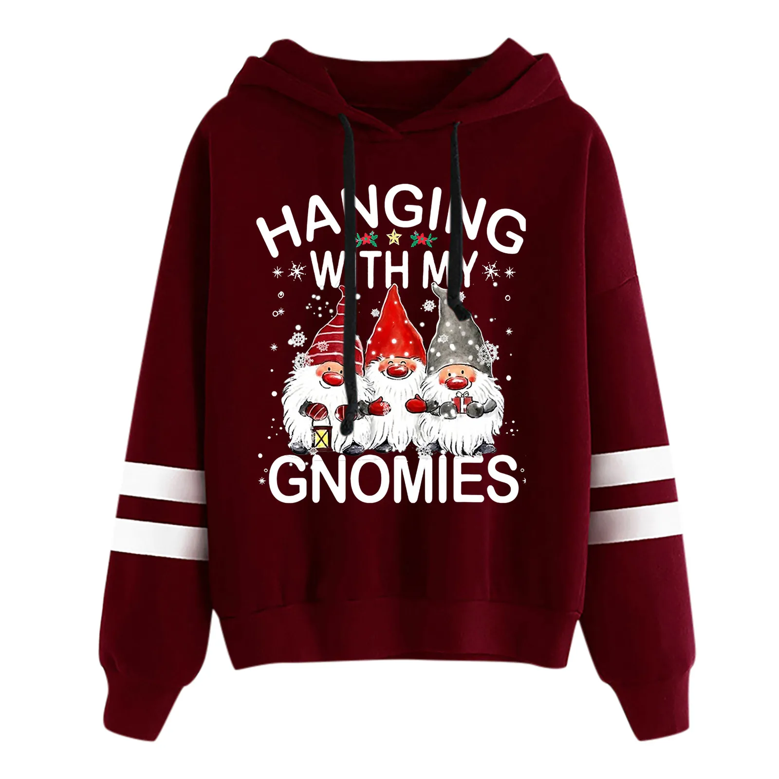 Hanging With My Gnomies Women's Christmas Hoodies Printed Long Sleeve Top Hooded Sweatshirt Harajuku Women's Sweatshirts