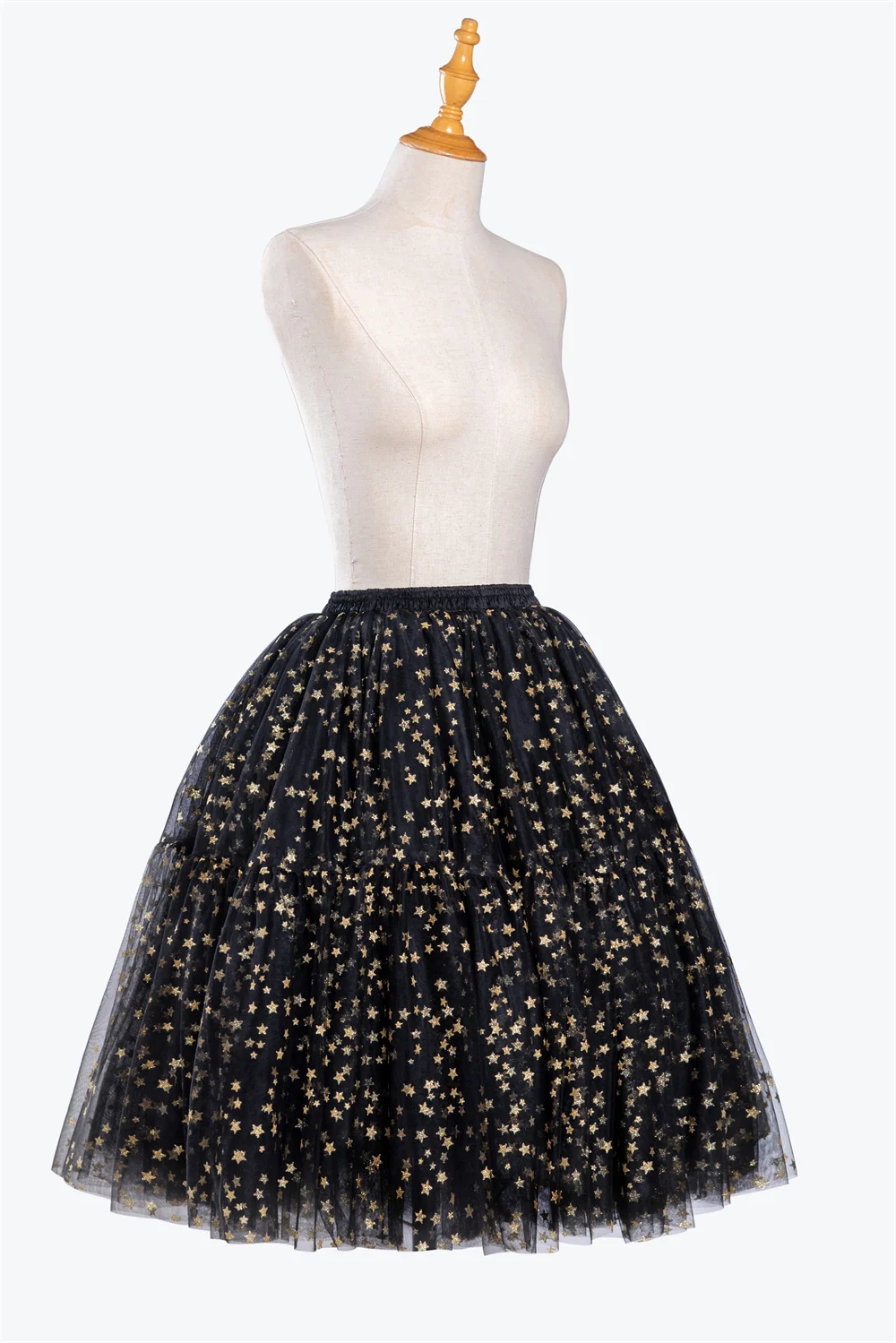 Black Glitter Sequin Star Petticoat Women Adult Elastic Waist Tulle Promparty Skirt Long Champagne Brown Princess Underskirt