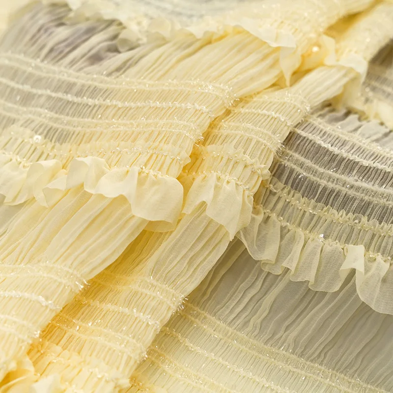 

3D вышивка грибчатый край ткани платье в полоску модная шифоновая вышивка ткань