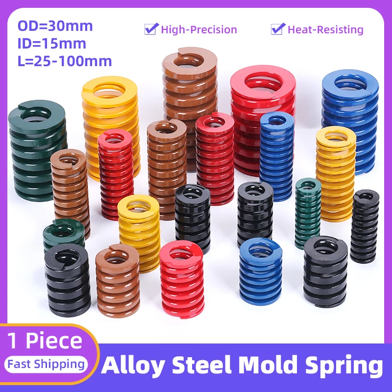 

Creamily 1PCS Mold Spring Compression Spring 30x15xL Rectangular Alloy Steel Die Loading Springs OD=30mm ID=15mm L=25-100mm