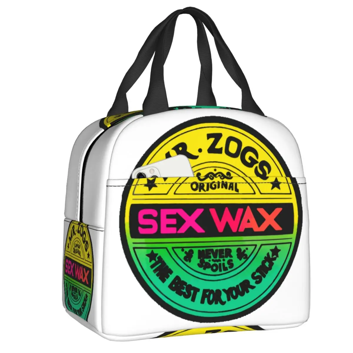 Custom Mr Zogs Surfing Thermal Insulated Lunch Bags Women Sex Wax Logo Resuable Lunch Tote for School Multifunction Food Box