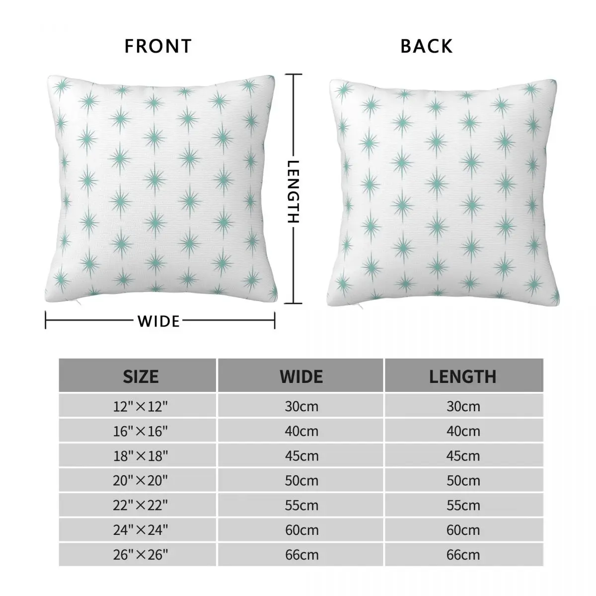 Aqua Blue Starburst Atomic Era Square Pillowcase Polyester Linen Velvet Printed Zip Decor Sofa Seater