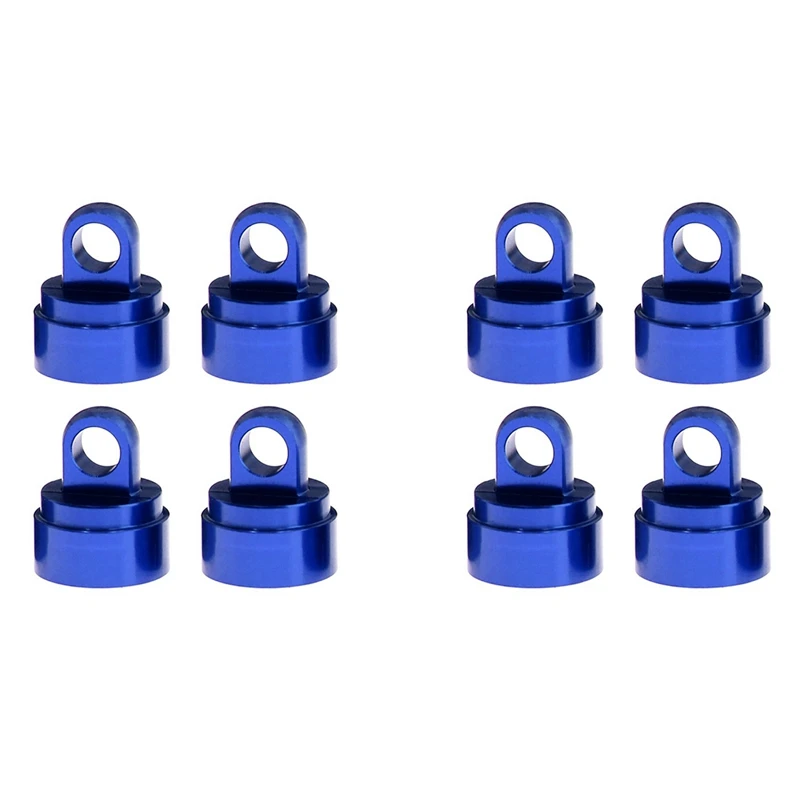 8PCS Machined Alloy Shock Caps Shock Bladder Bottoms Washers Pivot Balls For Traxxas Slash 2WD 4WD,Blue