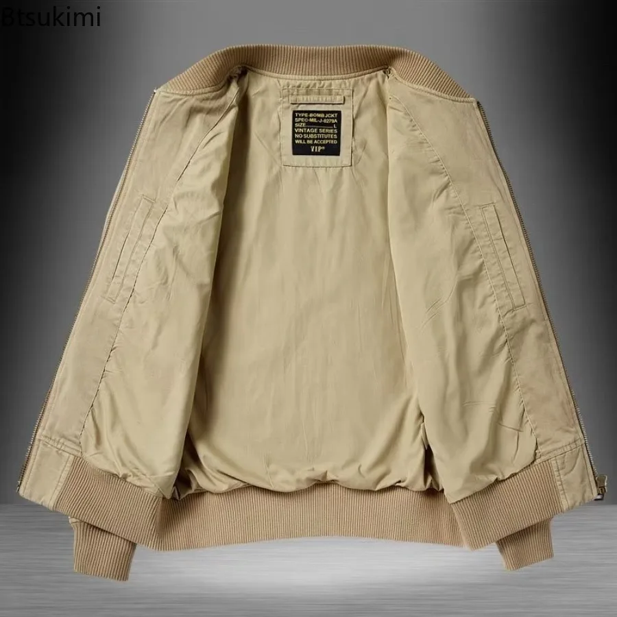 New Men's Baseball Jackets Spring Autumn Vintage American Style Bomber Jackets Casual Multi-pocket Work Tops Trend Men Outerwear
