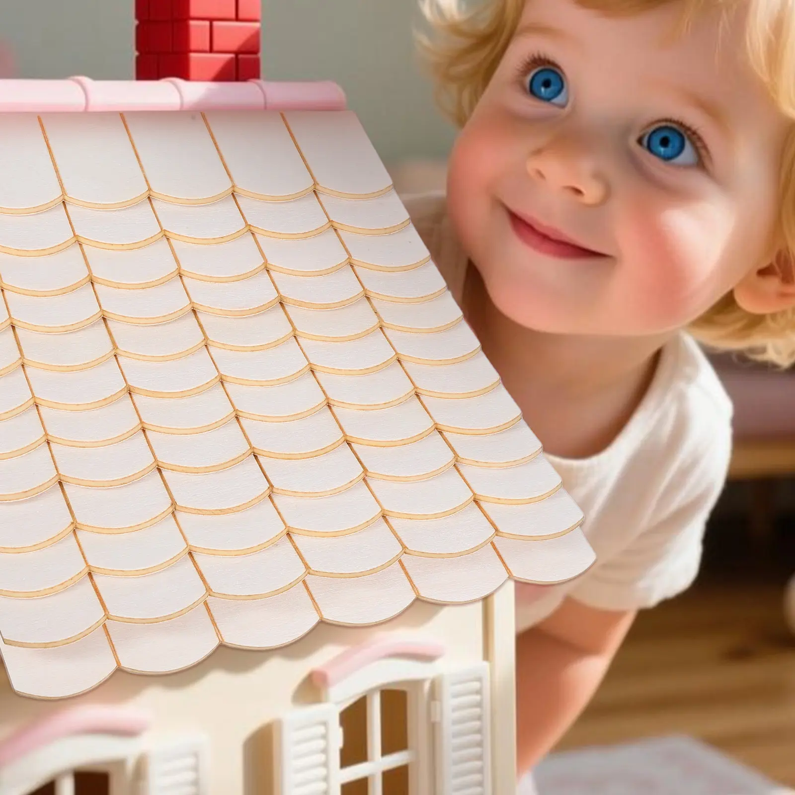 

24Pcs Fake Roof Tile Decor Small Scale House Crafting Kit for Living Room Mini Landscape House Roof Tile Furniture