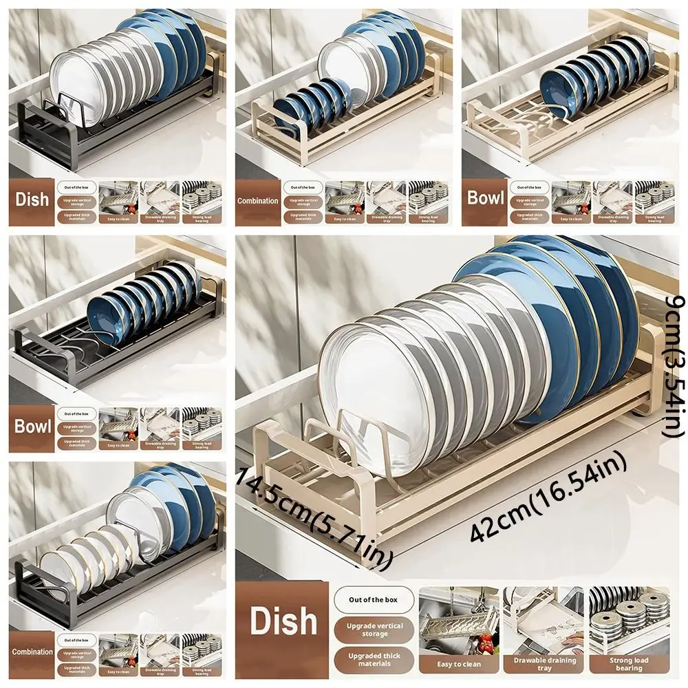 الكربون الصلب سحب رف الأطباق توفير المساحة المدمج في وعاء استنزاف حامل توسيع العملي درج المطبخ رف خزانة المطبخ