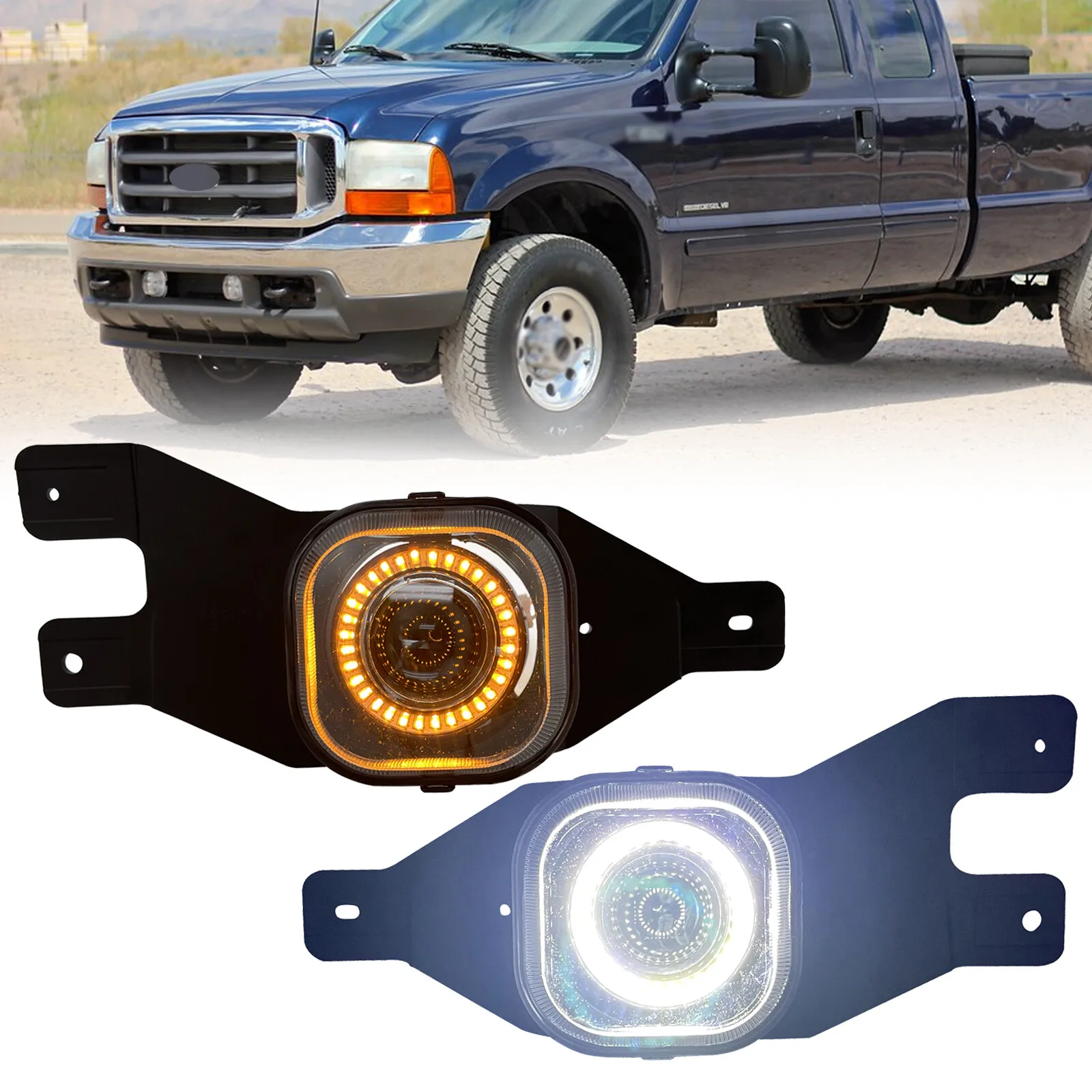 

Fit 1999-2004 Ford F250 F350 Excursion Double Color Fog Lights Driving Lamps