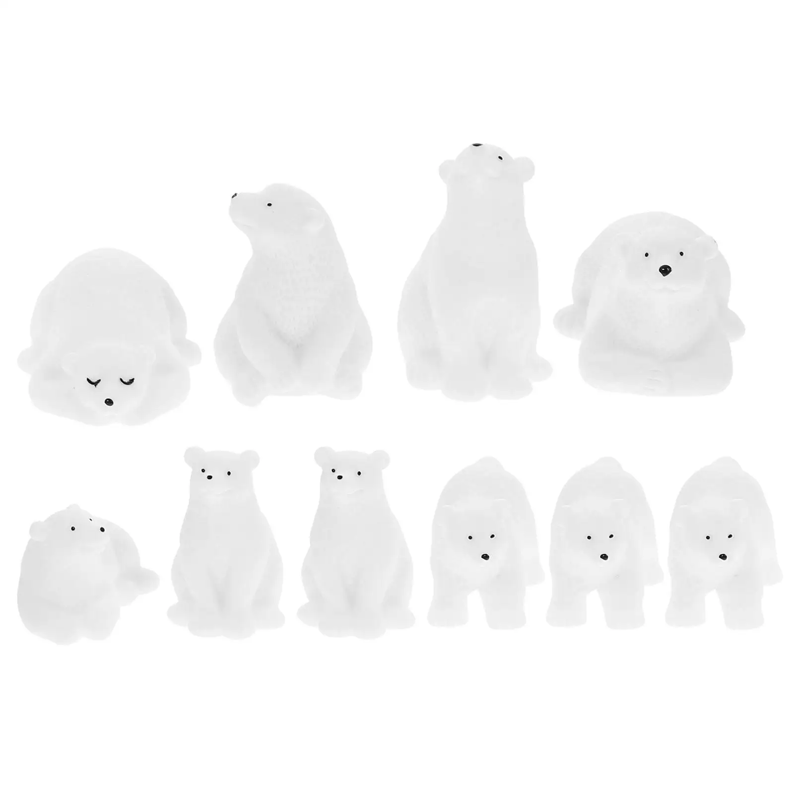 10 Pcs Polar Bear Decoration Plush Gingerbread Decorations Toy Mini Ornament Micro Landscape Creaft Miniature Model Manual