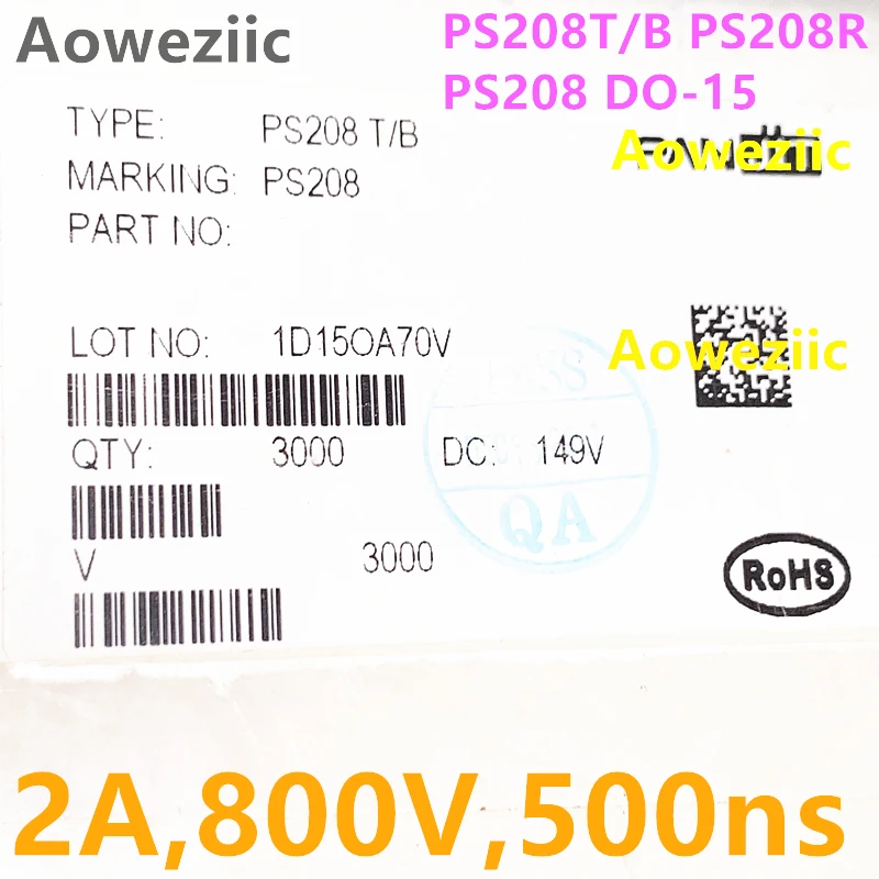 PS208R inline PS208T/B DO-15 PS208 fast recovery diode 2A 800V