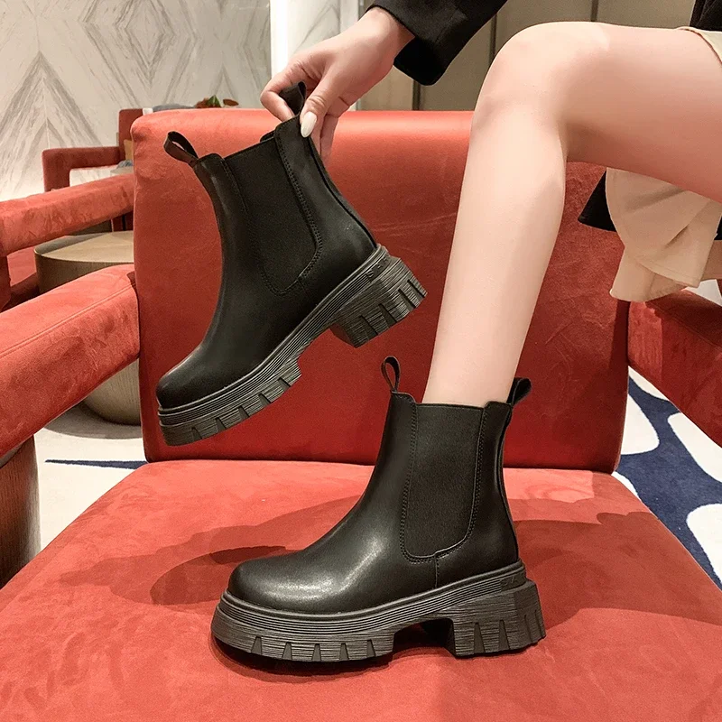 Winter New Style College Style Versatile Casual Mid-calf Women's Boots Fashionable Thick Sole Thick Heel Knight Boots for Women image 6
