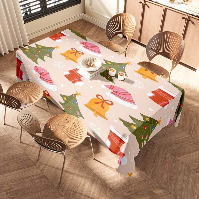 عيد الميلاد مفرش المائدة شجرة احتفالية تصميم الأزهار عدم الانزلاق المطبوعة الزخرفية البوليستر غطاء طاولة العشاء للمنزل غرفة الطعام دي #2