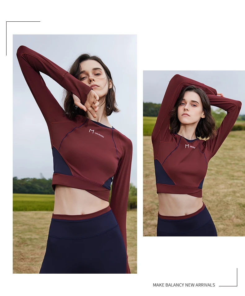 Top sportivo autunno/inverno da donna, semplice e versatile. Elastico, morbido, confortevole con fori per i pollici. Per la palestra e lo yoga. Stile 1651