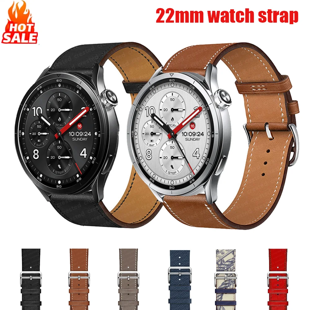 22mm Leather Strap For Xiaomi Watch S5 46mm/5/S4 47mm/S3/2 pro/S1 Sports Bracelet Correa for Redmi Watch 5 Active/5 Lite Band