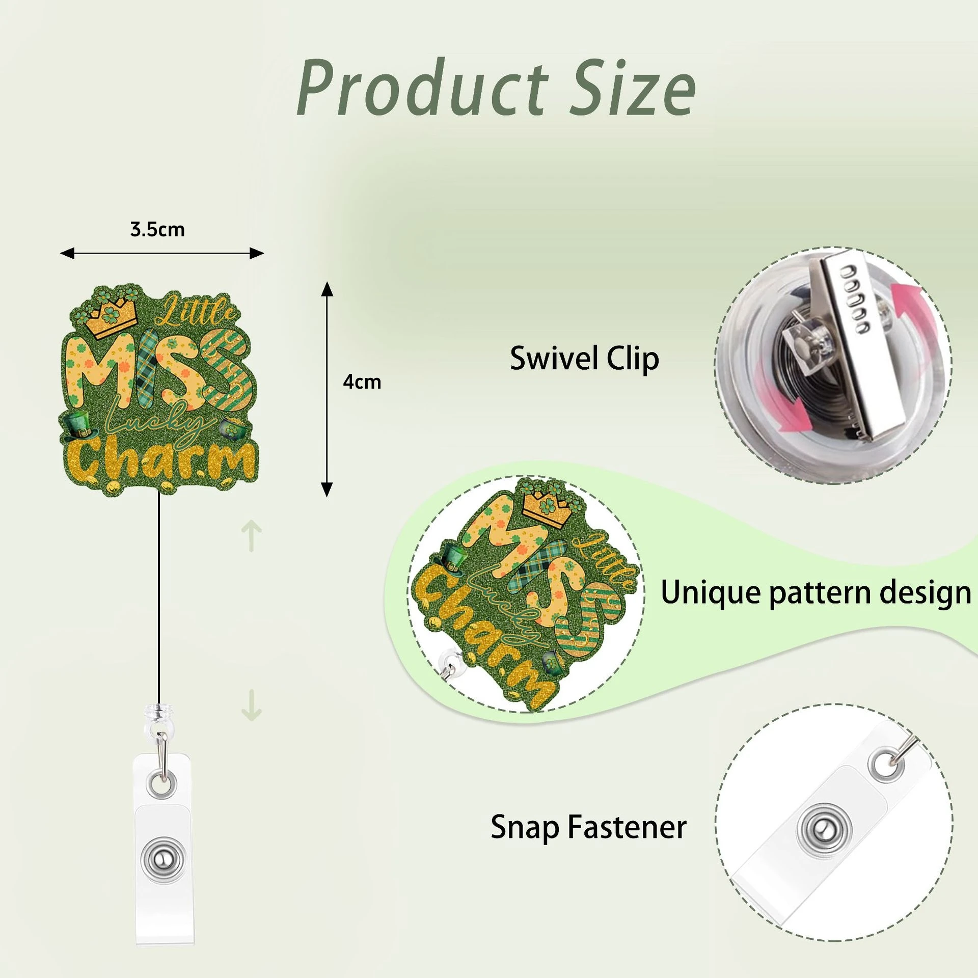 

Retractable Badge Holder Acrylic Badge Reel For Nurse, Doctor, Student, Teachers Office School Creative St. Patrick's Day Gift