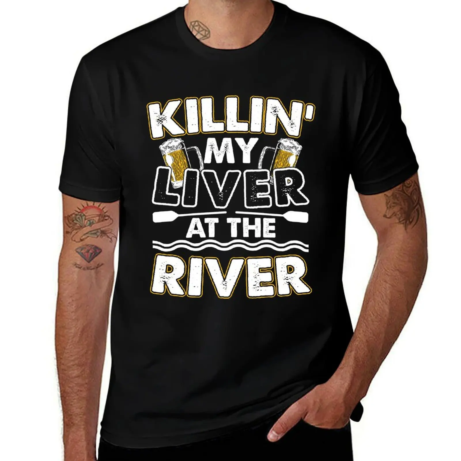 

Killin My Liver At The River T-Shirt Basic Casual Short Sleeve Cotton Shirt