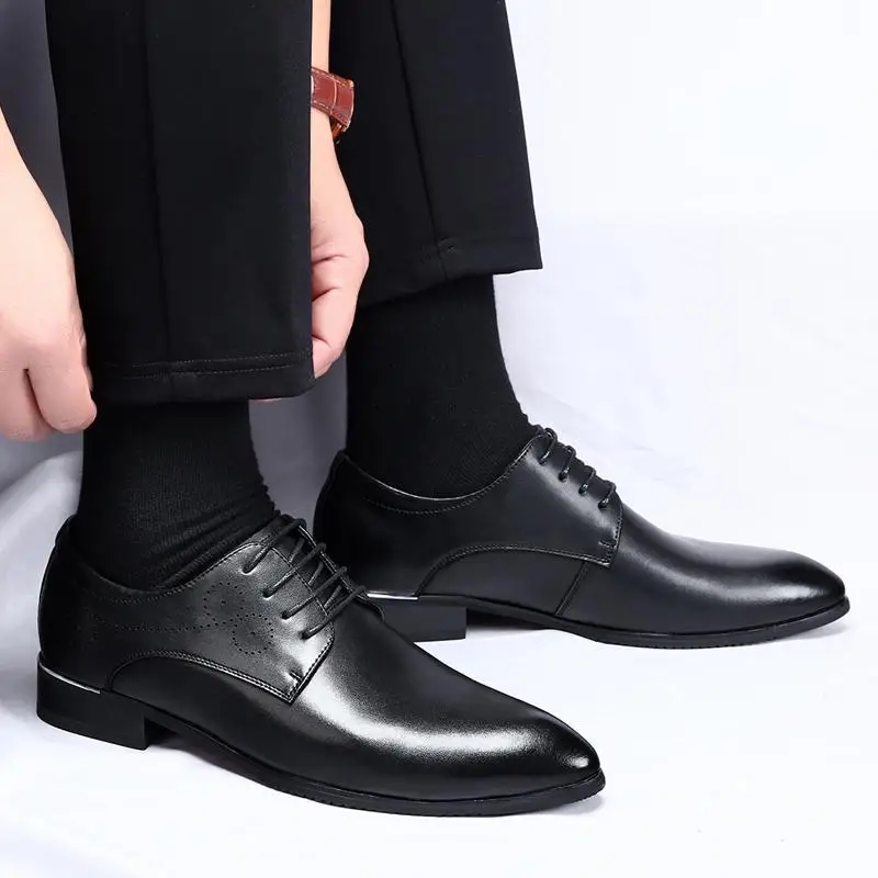 Zapatos planos italianos de cuero genuino de lujo para hombre, zapatos de vestir hechos a mano con cordones de punta cuadrada, zapatos de negocios para fiestas sociales