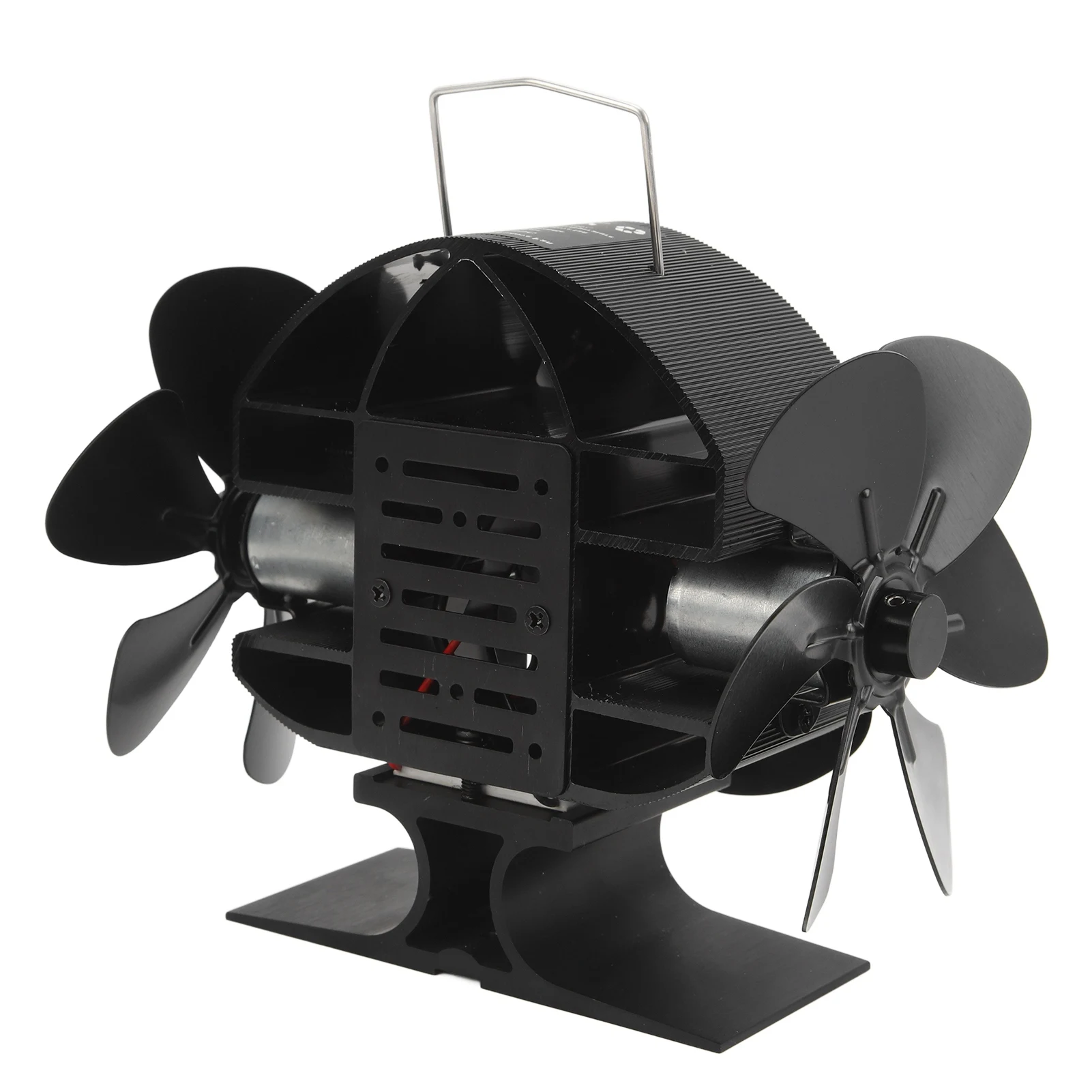 

Вентилятор для печи, работающий от тепла, 3 головки, 18 лопастей, алюминиевый, с углом обдува 270 градусов, с защитным кожухом и ручкой