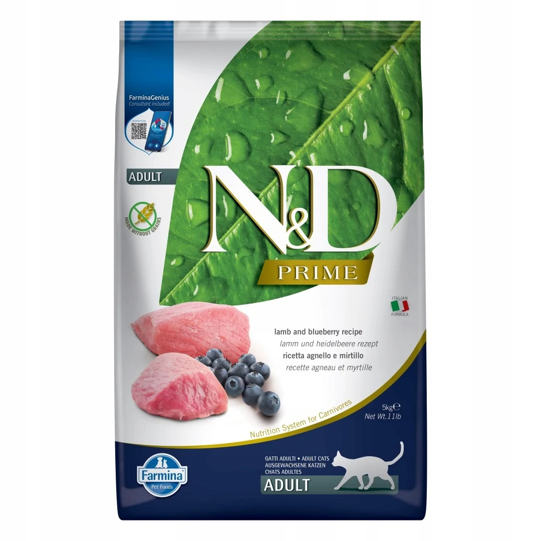 Farmina N & D Cat Prime Lamb Blueberry 5kg Dry Cat Food with Lamb