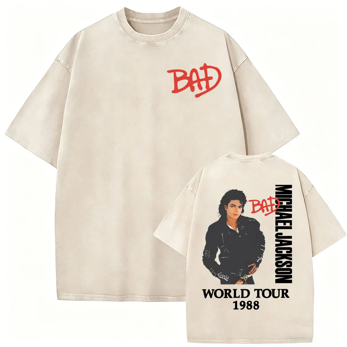 Vintage Washed King of Pop Bad Tour '88 Michael Jackson Retro 80s