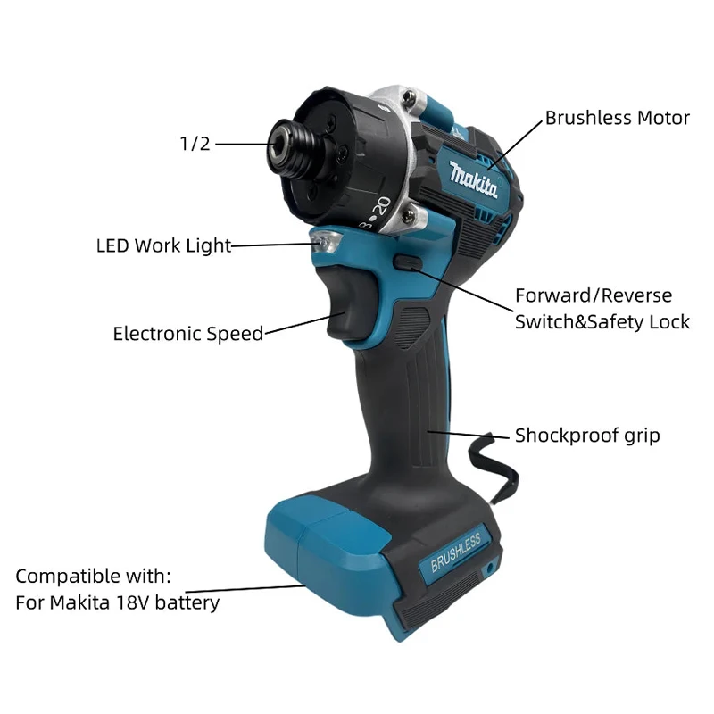 Makita DDF083 18V LXT Brushlesst Compact Cordless Driver Drill Hex Hammer 6.35 mm 1/4″ Hex 40 N Electric Screwdriver Power Tool