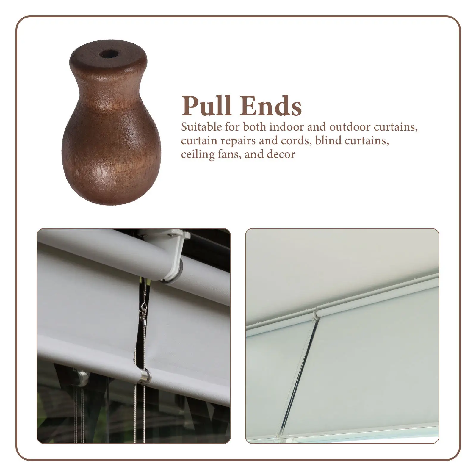 6Pcs Wooden Blind Pull Knobs Cord Drops for Curtains Blinds Shades Restoration Decorative Wood Cord Pulls Hanging Pulls