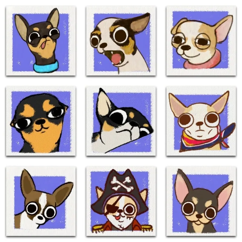 59PCS Cartoon Personality Chihuahua Dog Creative Graffiti Decoration Sticker