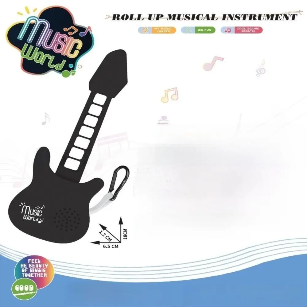 Faltbarer Schlüsselanhänger mit elektronischer Tastatur, tragbar, Regenbogenfarben, Mini-Regenbogen-Gitarren-Schlüsselanhänger, Daumen-Ein-Aus-Musik mit Schnalle