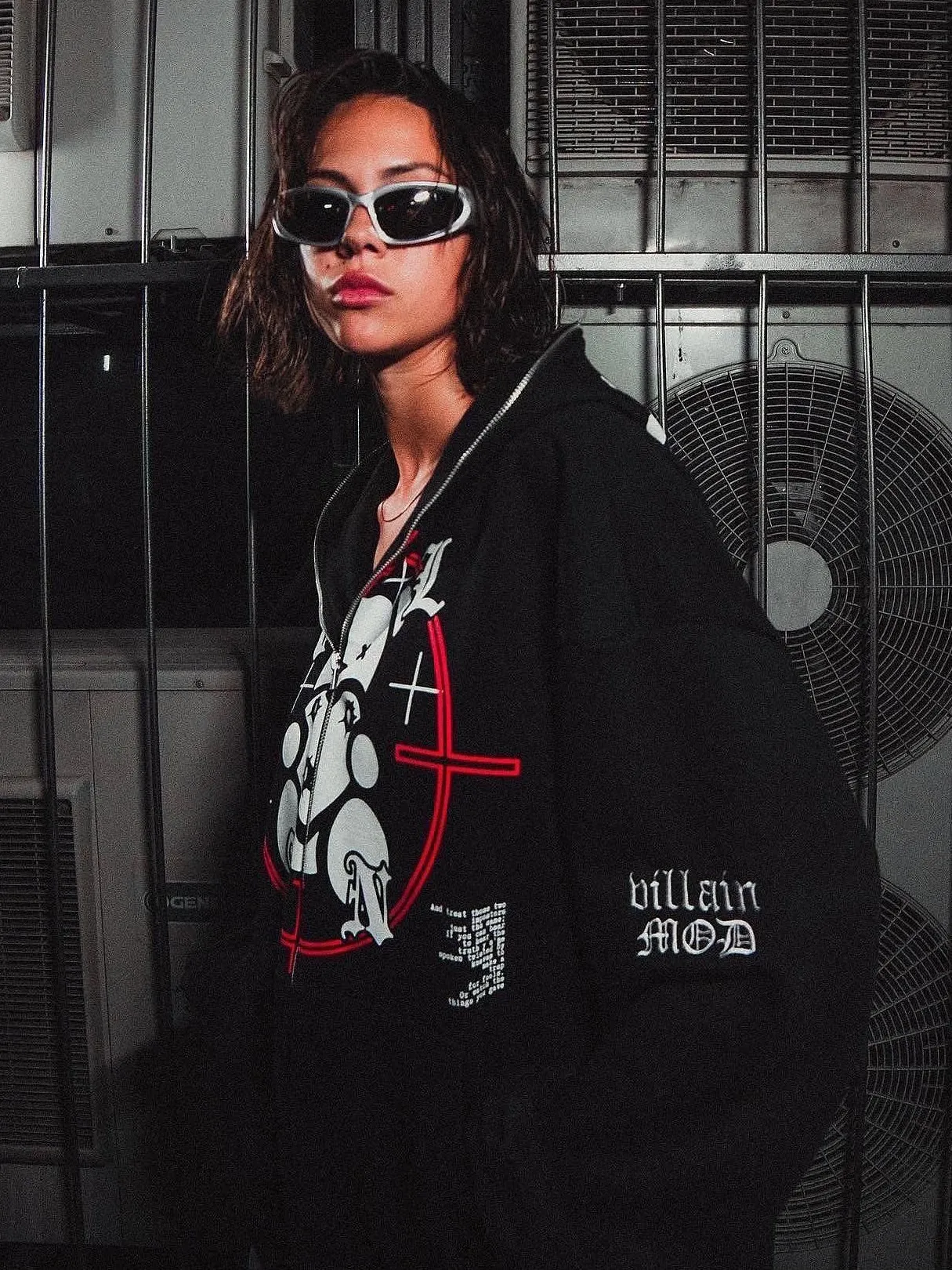 

Gothic Punk Zip Up Hoodies Women Men Loose Oversized Sweatshirt Casual Hooded Female Jacket Hip Hop Y2K Clothes Streetwear