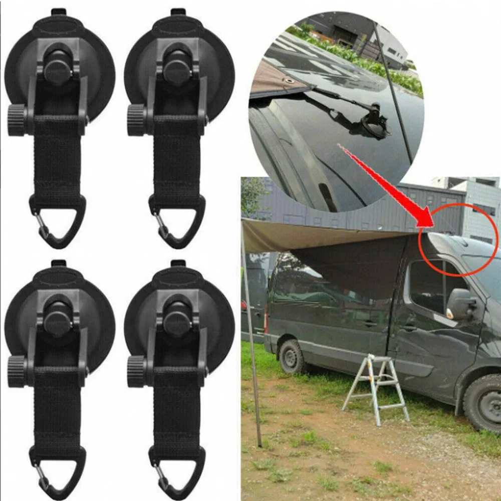 4Pcs Car Tent Suction Cups Buckle Side Round/Triangular Awning Anchors Outdoor Camping Tent Suckers Anchor Securing Hook