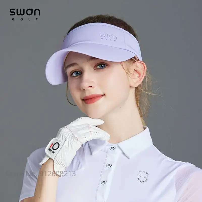 SG UV-proof Empty Top Hat Women Summer Sunscreen Golf Caps Lady Adjustable Breathable Golf Sun Visor Cap Anti-sweat Headwear