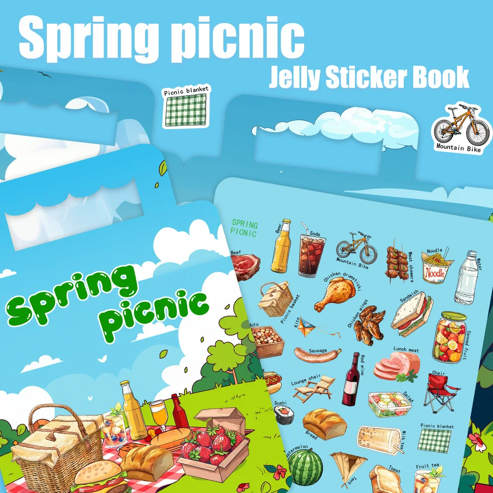 

Bview Art Kids Sticker Book: Picnic & Spring Adventure, Reusable Early Learning Educational Toy for Focus & Fine Motor Skills