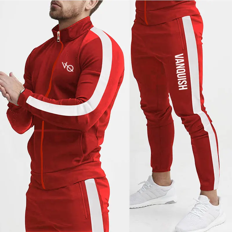 24Men\'s Tracksuit Outdoor Running Fashion Brand Fitness Sportswear Spring And Autumn Zipper Jacket And Sweatpants Men\'s Clothing