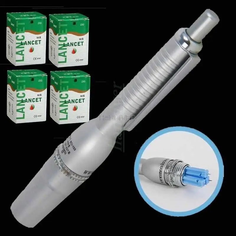 1 pcs pen + 200pcs(4 boxes) needles Stainless Steel Pen for Twist Off blood Lancet, Cupping Therapy and Blood test