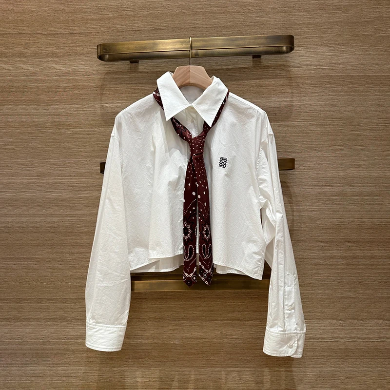 

Ele Ранняя весна Свободный крой ort Sve Вышитый белый irt Женский французский хлопковый дышащий длинный све irt