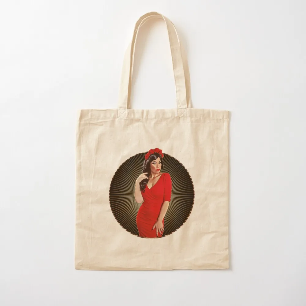 

Romantic Red Roses - Xarah 50s Pinup Tote Bag custom canvas bag Women's handbag Canvas Tote Bag