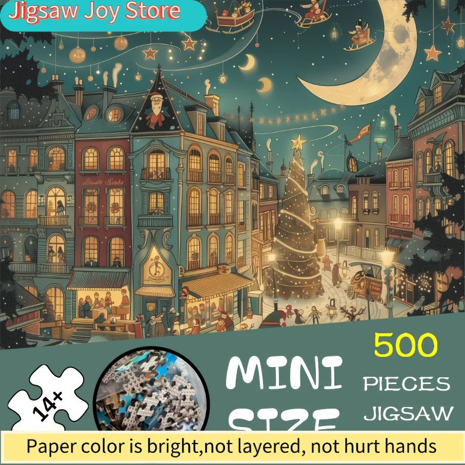 1 กล่อง () ชิ้นส่วนปริศนากระดาษขนาดเล็กที่เข้ากันได้อย่างสมบูรณ์แบบสำหรับผู้ใหญ่ - เกมไพ่พกพาแบบการ์ดชื่อ “ถนนคริสต์มาส” สำหรับงานปาร์ตี้