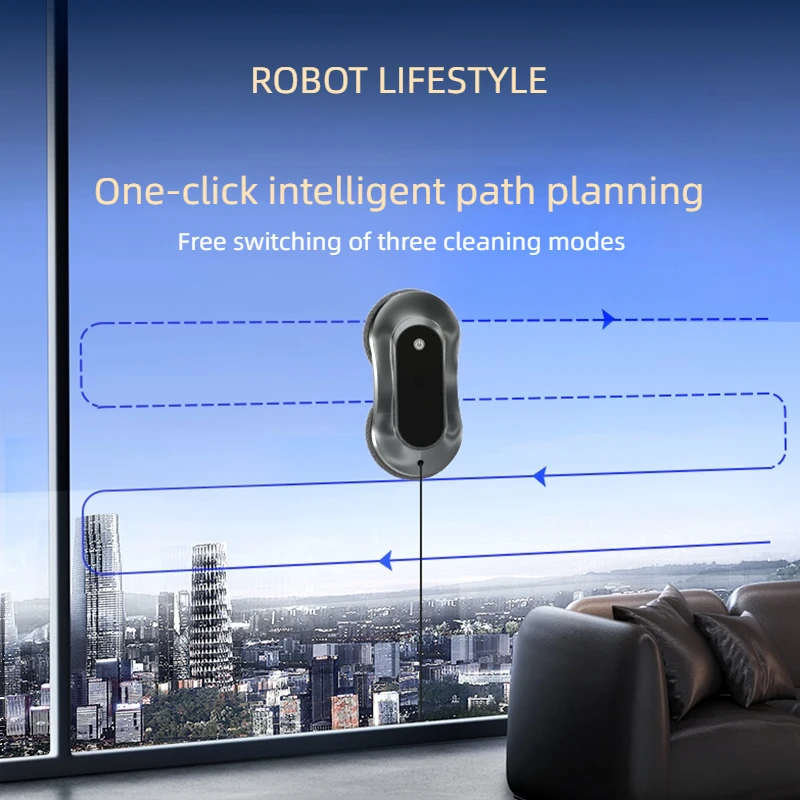 Automatic Window Robot Cleaner Smart Robotic Window Washer High Suction 2800Pa Four Directions Spray Water Remote Control Home A