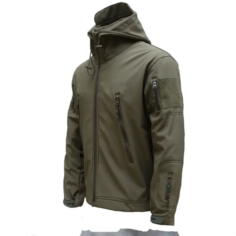 2025 homens marca jaquetas de combate bombardeiro casacos novo tubarão dos homens com capuz pele casca macia jaquetas tático à prova vento à prova dwindproof água jacke