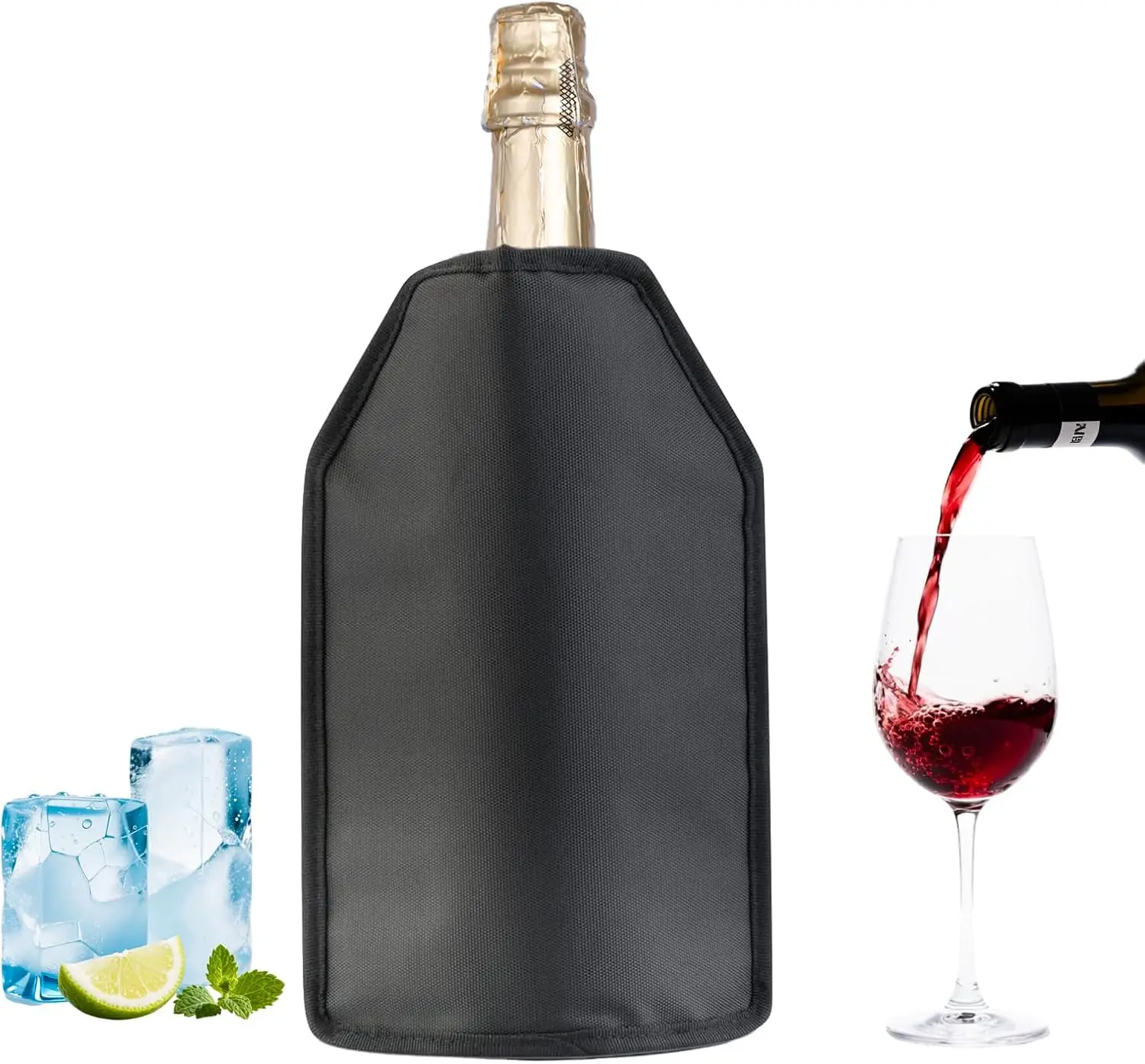 Funda Enfriadora de Vino de Nylon con Bolsa de Gel de Hielo, Enfriador de Larga Duración para Botellas de Cerveza, Champaña, Prosecco y Vino, Herramienta para Picnic y Bar